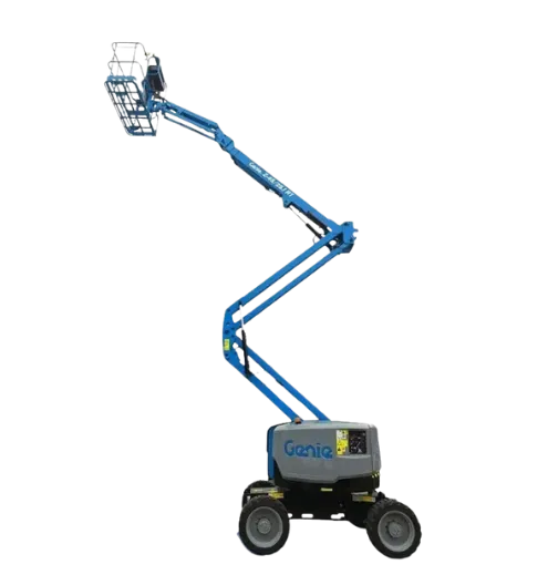 Articulated boom lift rental with extended reach for construction and maintenance work by Iron Core Rentals