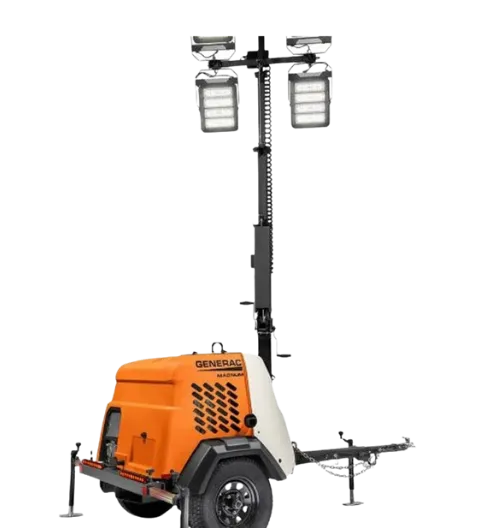 Portable light tower rental for nighttime and low-light construction jobsites by Iron Core Rentals
