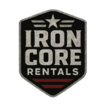Iron Core Rentals transparent logo featuring a shield design with star and bold lettering for equipment rental branding